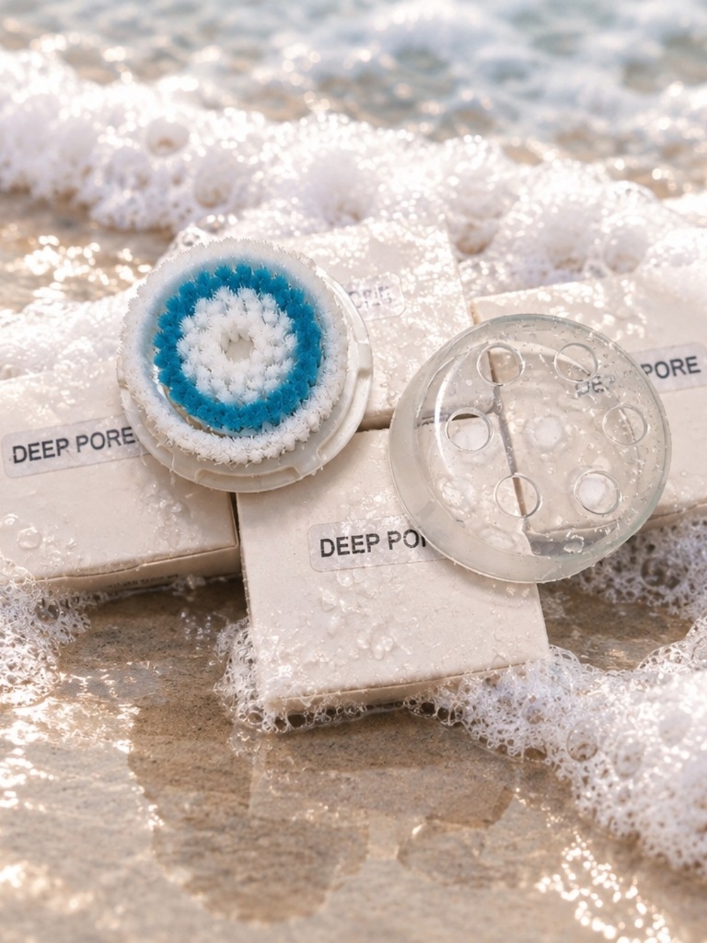 Clairsonic - Gentle " Deep Pore"  Cleansing Brush Head - White & Blue- NIB - 4